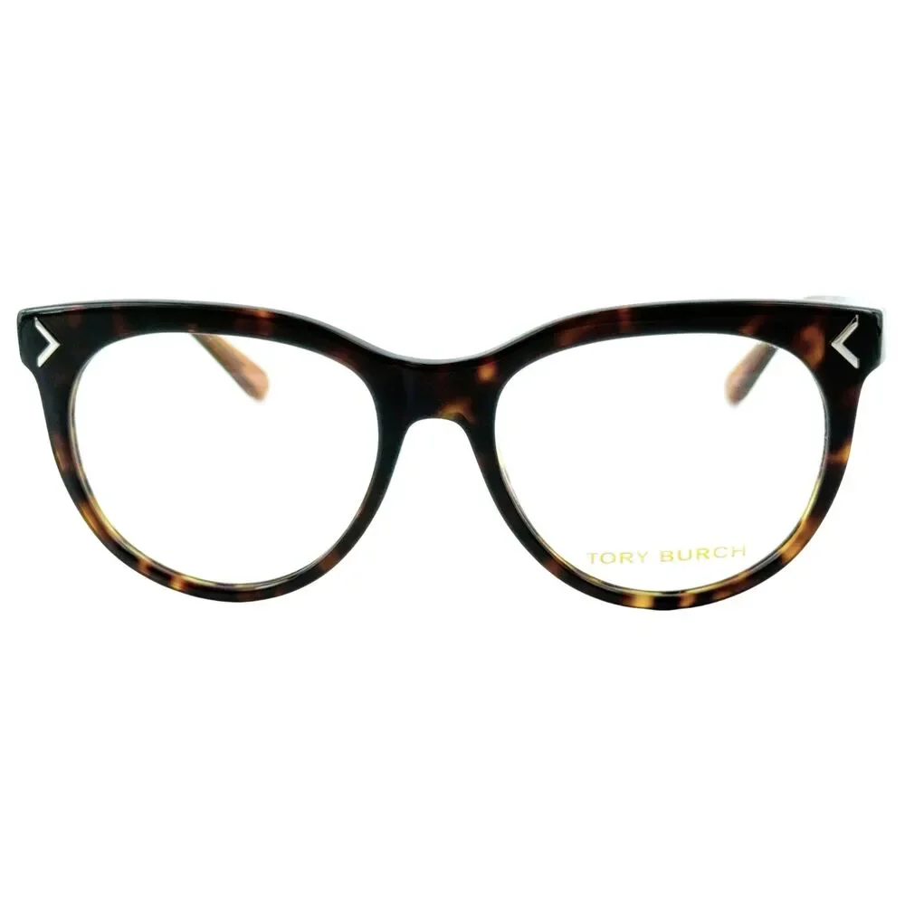 Tory Burch TY2082 Womens Round Plastic Eyeglass Frame 1713 Dark Tortoise 52-17